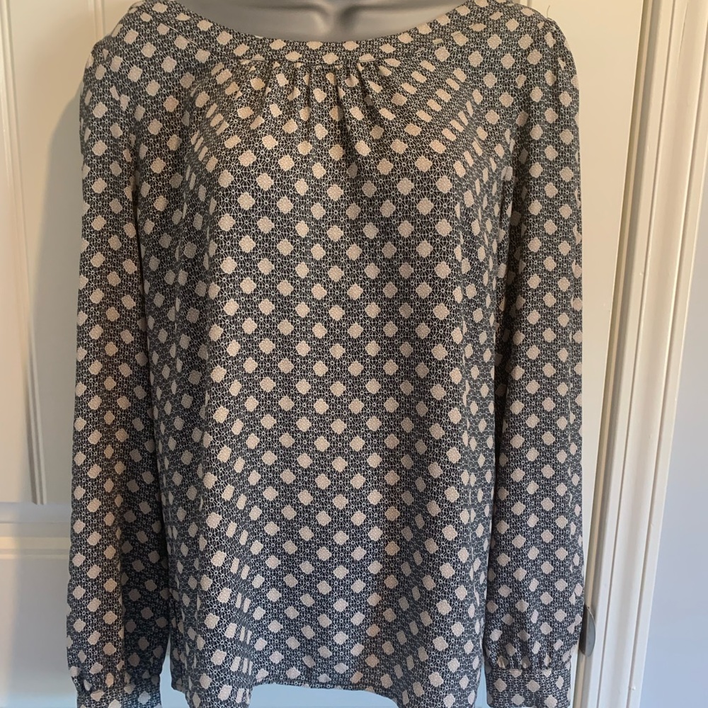 Long sleeve Ann Taylor Loft Black and Tan Blouse